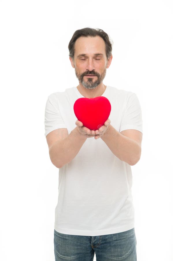 Heart T Or Present Greeting From Sincere Heart Man Bearded Hipster