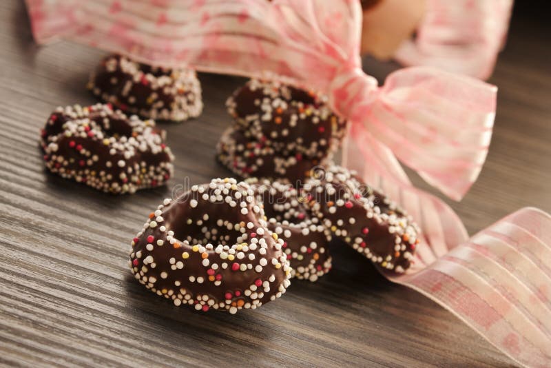 Heart gingerbread cookies royalty free stock photos