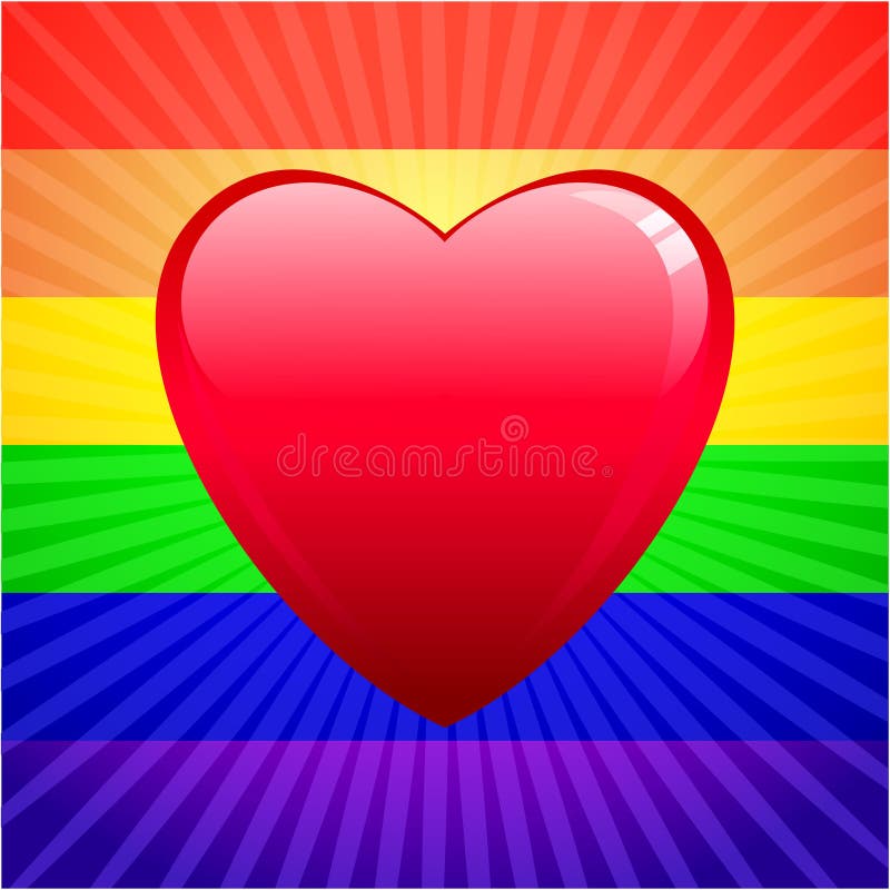 Heart on glowing Gay Pride background