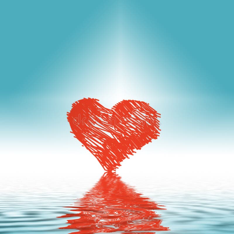 love heart in water