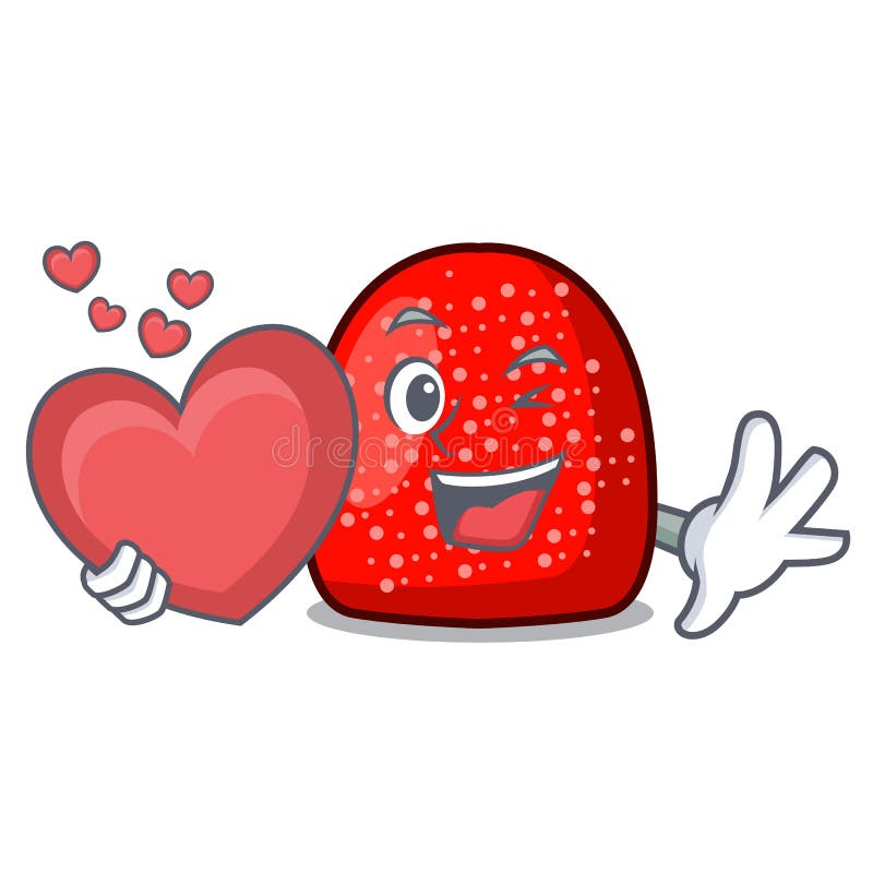 With heart gumdrop mascot cartoon style