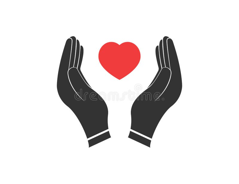 Hands Arms Reaching To Each Other Red Shining Heart Shape Sign. Helping ...