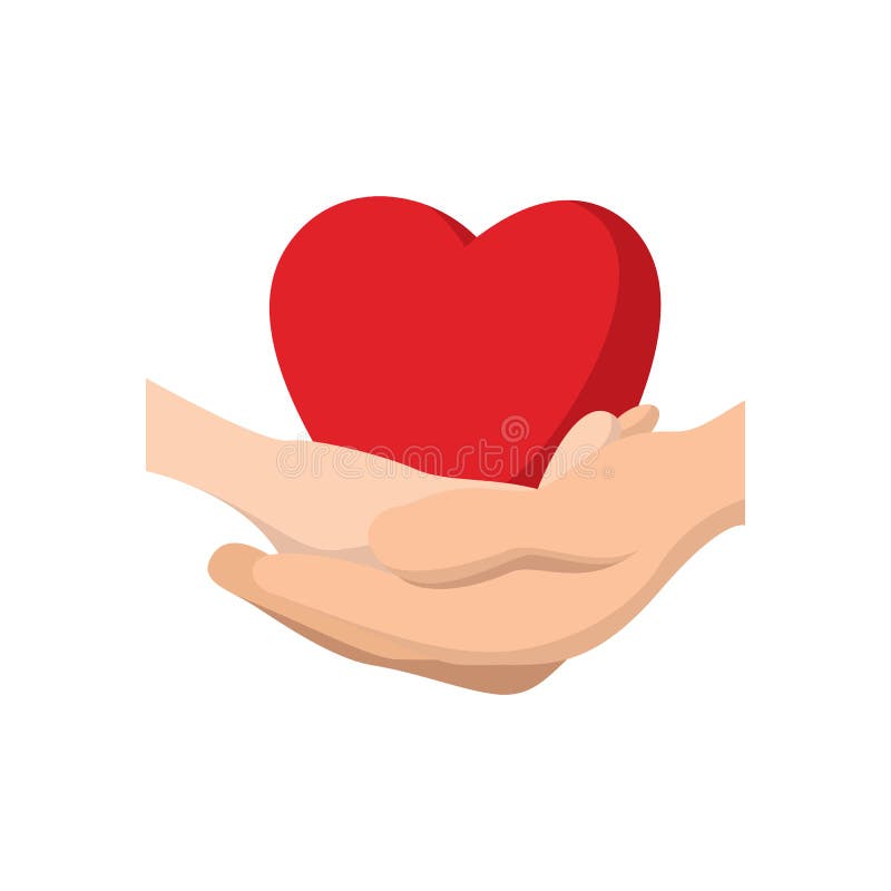 Heart in hands cartoon icon stock illustration Heart in hands cartoon icon stock illustration