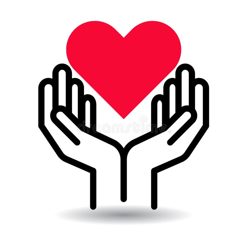 Red heart in hands icon stock illustration