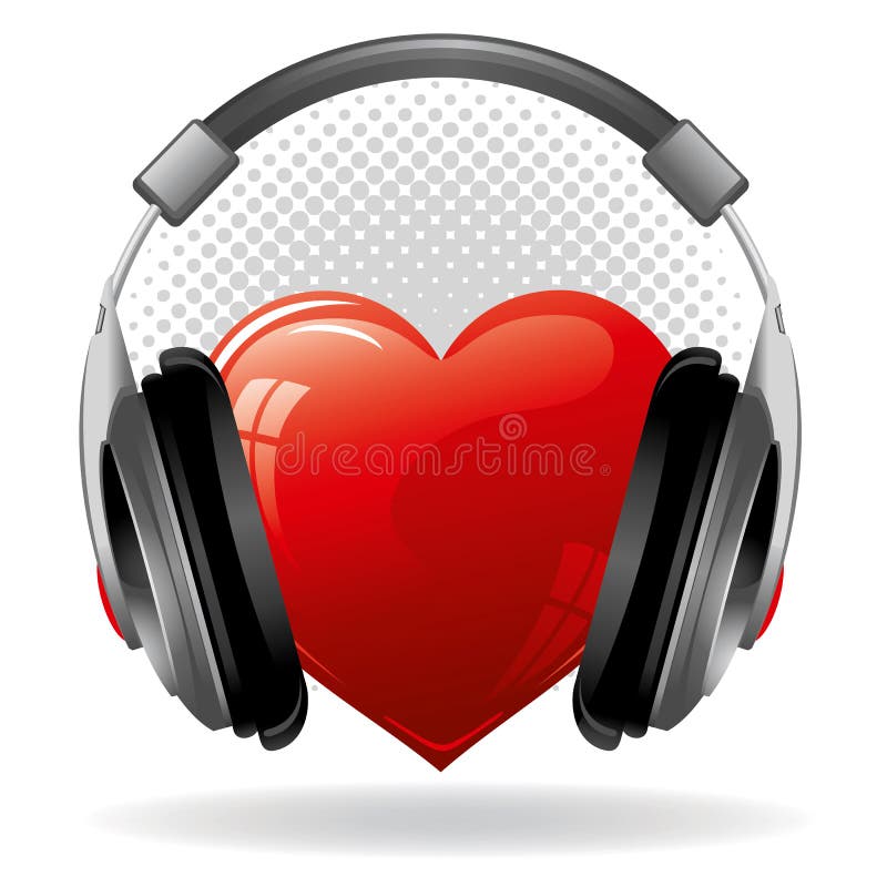 Heart with headphones stock vector. Illustration of design 22739613