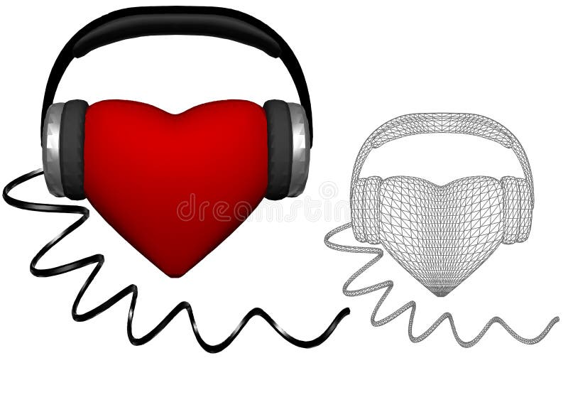 Heart with headphones stock vector. Illustration of jazz 30899907