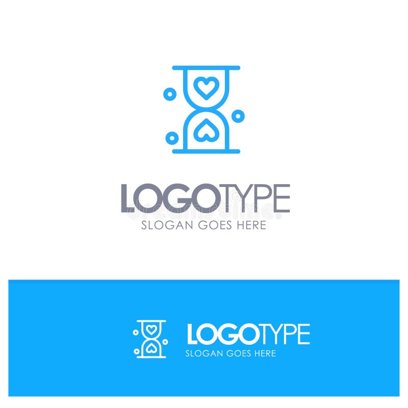 Heart, Hourglass, Glass, Hour, Waiting Blue Outline Logo Place for Tagline vector illustration Heart, Hourglass, Glass, Hour, Waiting Blue Outline Logo Place for Tagline vector illustration