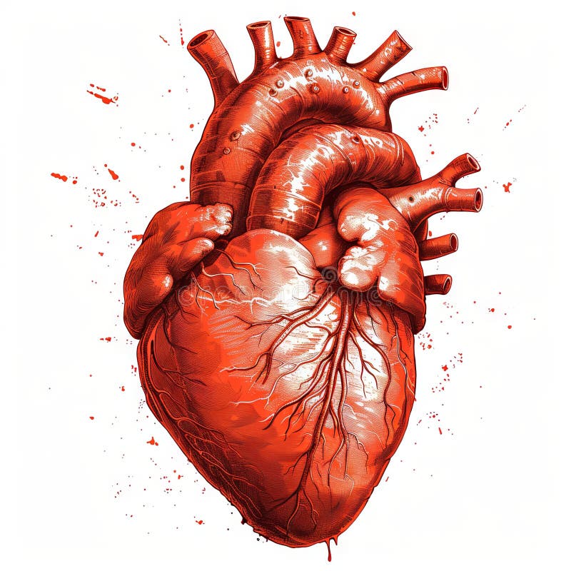 Heart Icon Flat Design Image, in the Style of Fine Attention To Anatomy