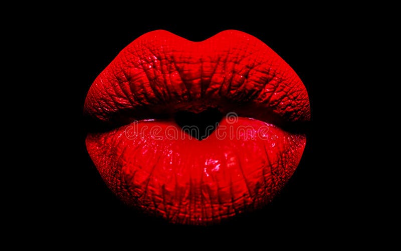 Heart Icon between the Lips. Red Lips and a Kiss with Love ...