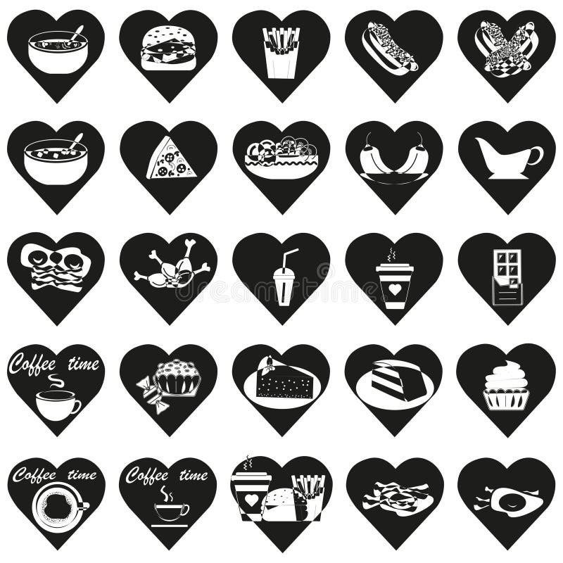 Heart icon pattern. Love symbol design. Black heart array. Vector illustration.