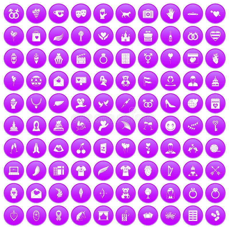 100 heart icons set purple stock vector. Illustration of icons 120592513