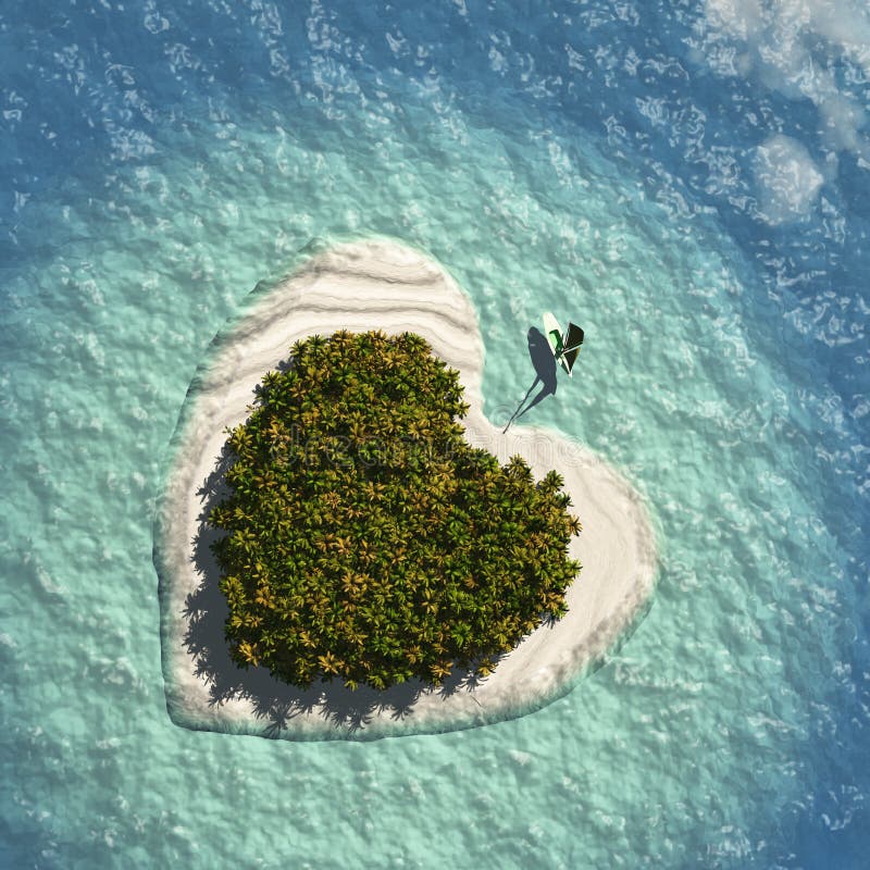 Heart Island with sail boat