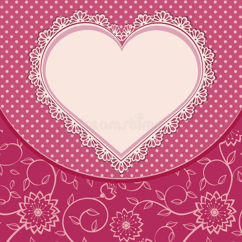 Download Heart Lace Frame And Dotted Background Stock Vector ...