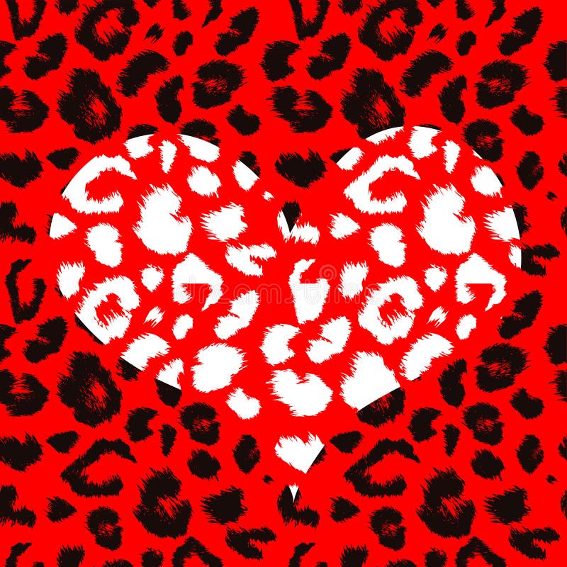 Red Heart With Leopard Print Pattern Stock Illustration Illustration