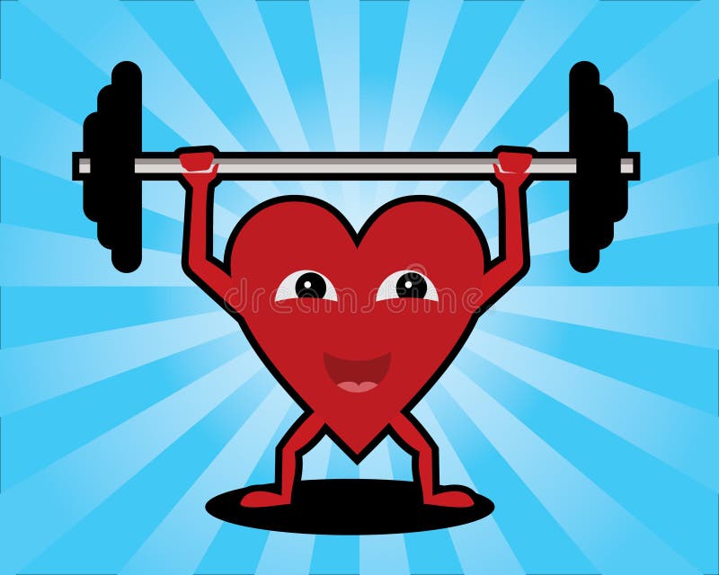 Heart lifting weights stock vector. Illustration of happy - 34376236