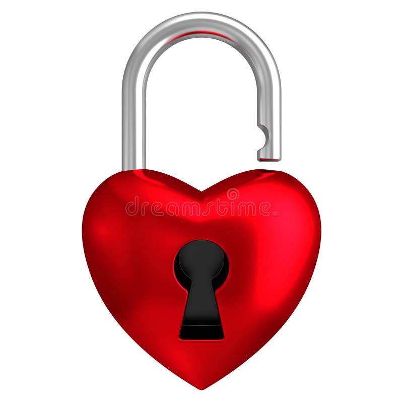 Heart lock isolated white background