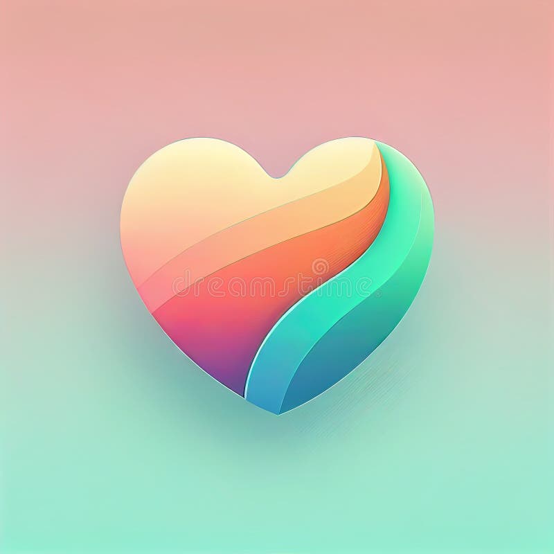 Heart Logo Made by Pastel Color Generative AI Stock Illustration