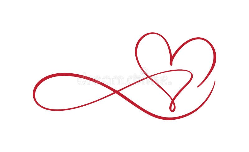 Heart love sign forever logo. Design flourish element for valentine card. Vector illustration. Infinity Romantic symbol