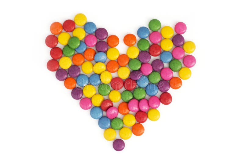 Heart made of colored smarties