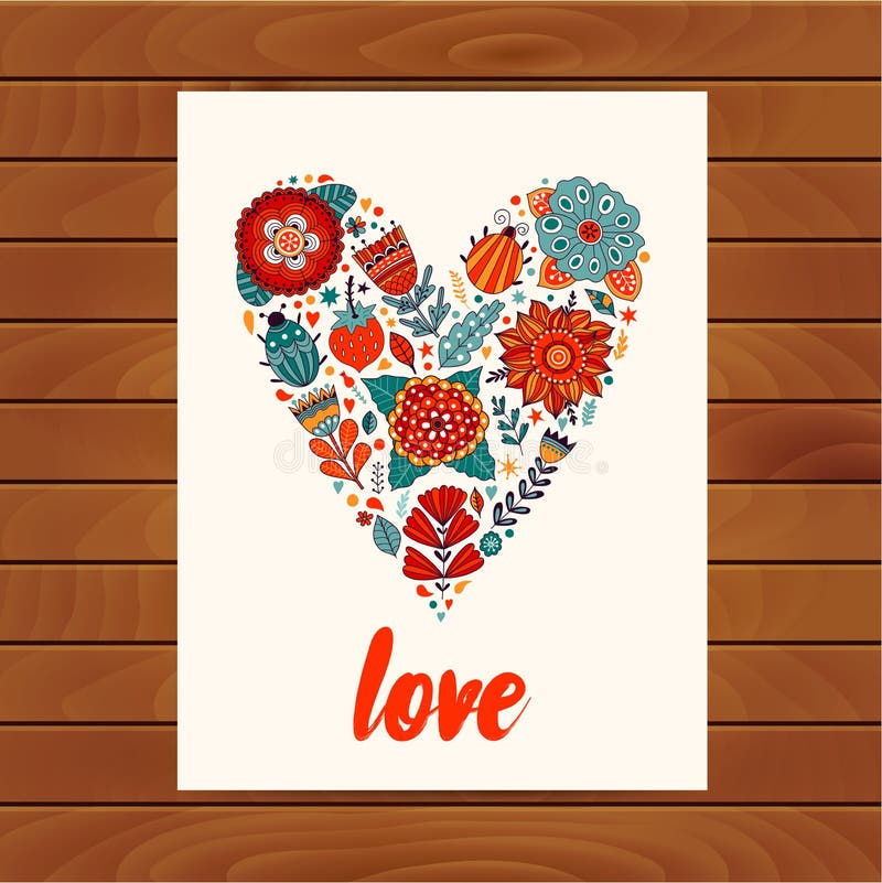 Download Heart Made Of Flowers. Doodle Heart. Stock Vector ...