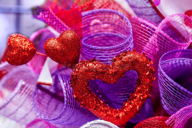 Valentines Day Wreath with Glittering Red Heart