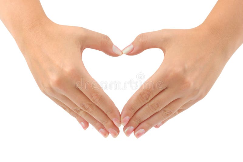 Heart made of hands stock photo
