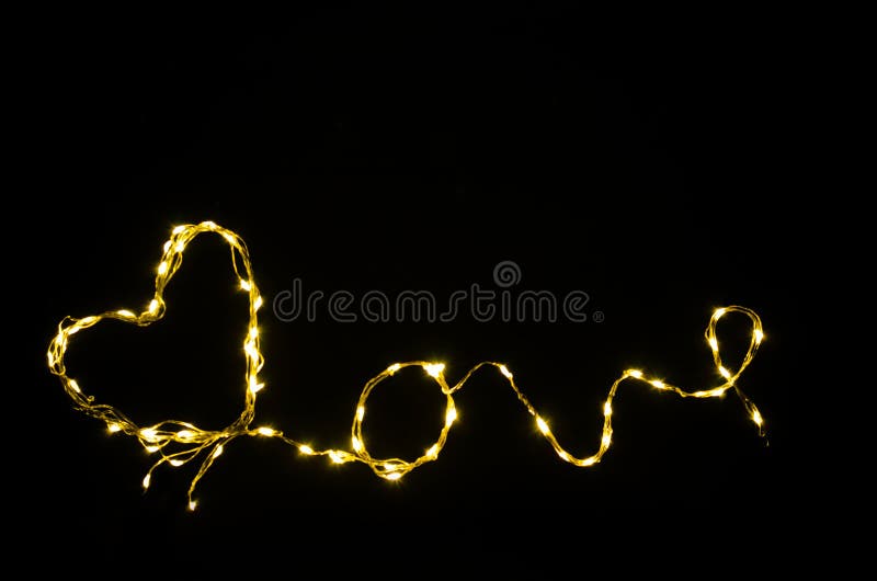 Heart Made with Led Lights on Black Background. Stock Photo - Image of  gold, fall: 194452682