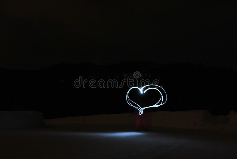 Heart Made with Light Against a Dark Night Stock Photo Image of