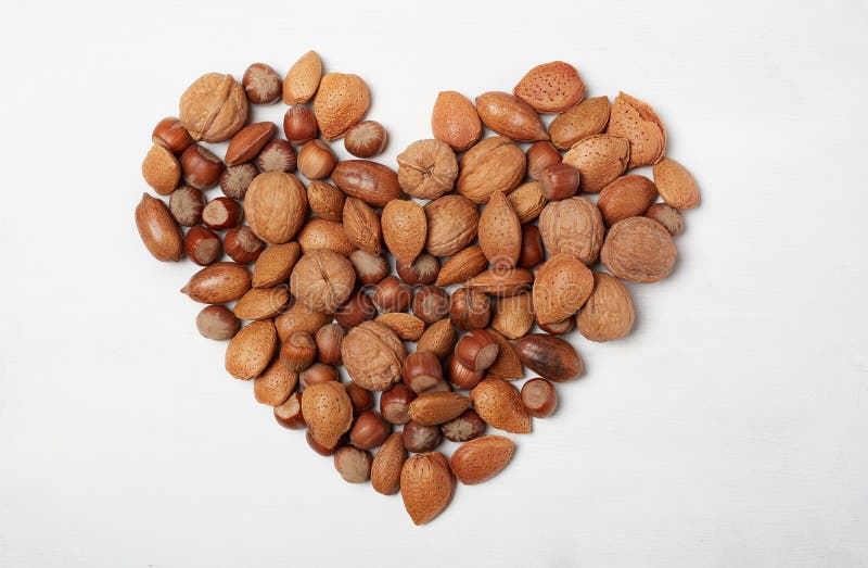Heart Made with Nuts , Healthy Snack Stock Photo Image of fruit, view