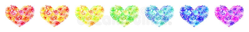 Heart made of watercolor colored roses. Valentine\ s Day card. Hand drawn floral illustration isolated on white background