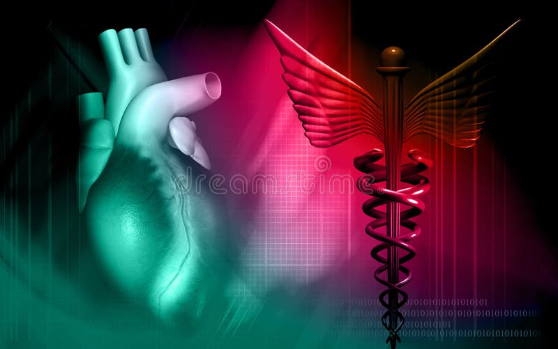 Heart with medical logo stock illustration