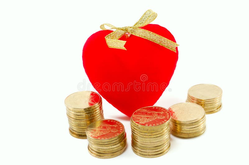 Heart and metal coins