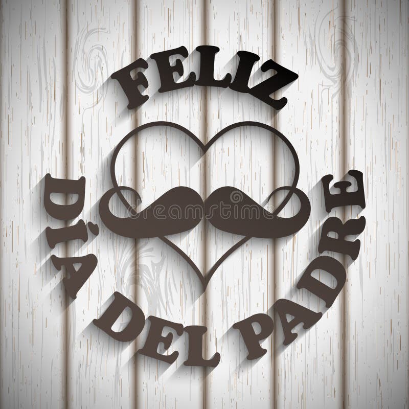 Heart with a mustache and text feliz dia del padre