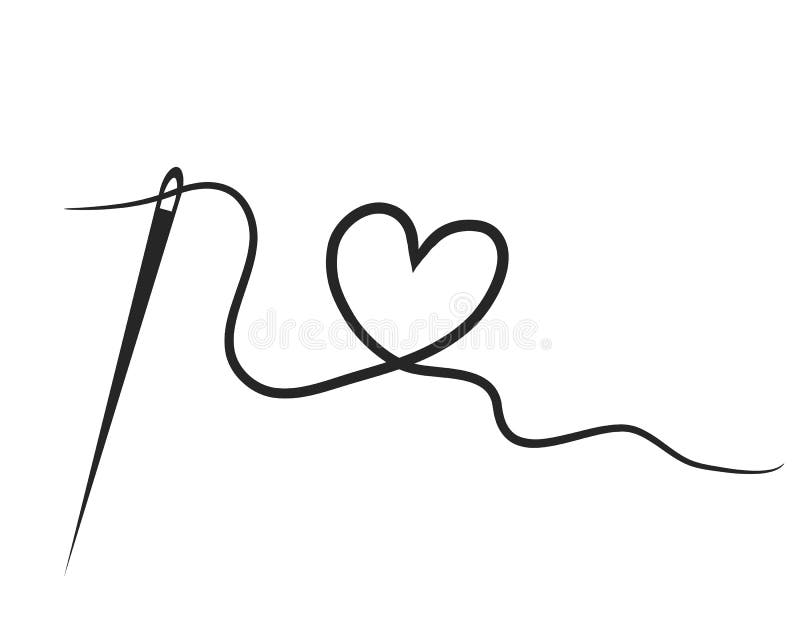 Heart with a needle thread. vector illustration royalty free illustration