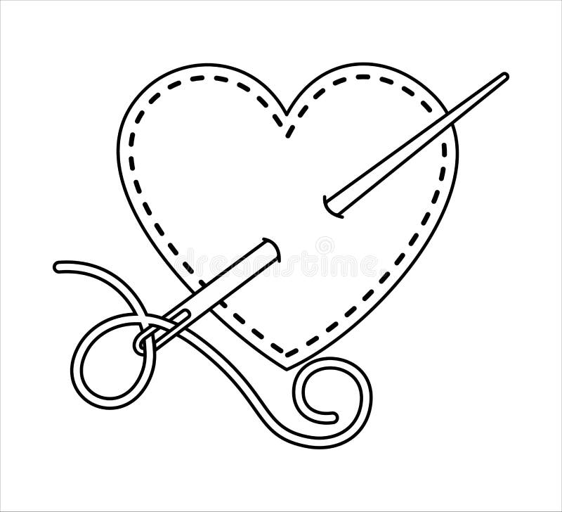 Heart with a Needle on a White Background. the Needle Goes through the ...