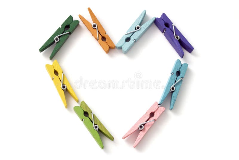 The heart of a number of colored linen clothespins
