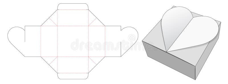 heart packaging box die cut template stock vector illustration of cardboard package 174123083