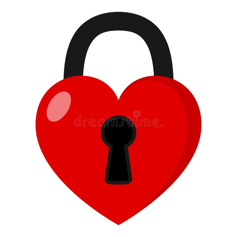 Heart Padlock Flat Icon Isolated on White stock illustration Heart Padlock Flat Icon Isolated on White stock illustration