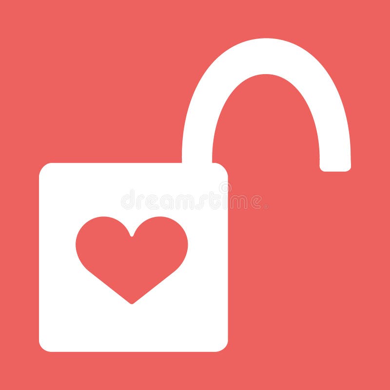 Heart Padlock open in. Flat Icon