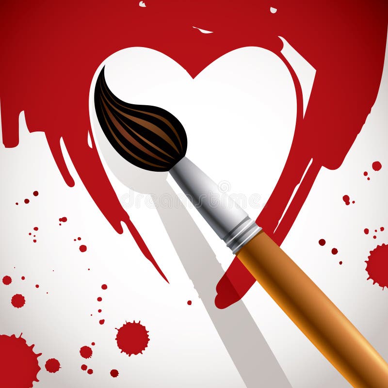 Heart painted with brush. stock vector. Illustration of feeling 26564802