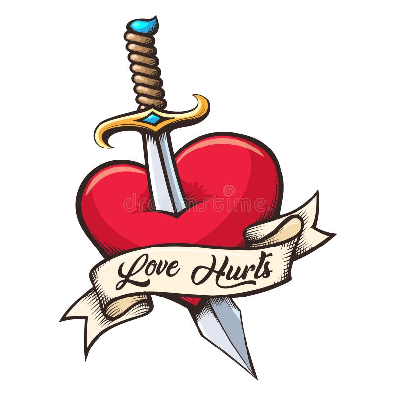 Heart Pierced by Dagger Colorful Tattoo Stock Illustration - Illustration of dagger, broken: 242327317 Heart Pierced by Dagger Colorful Tattoo Stock Illustration - Illustration of dagger, broken: 242327317