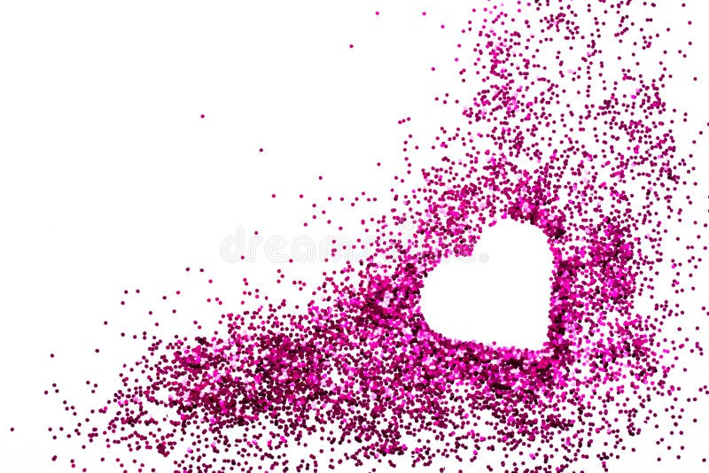 Heart on pink glitter for makeup isolated on white background royalty free stock images