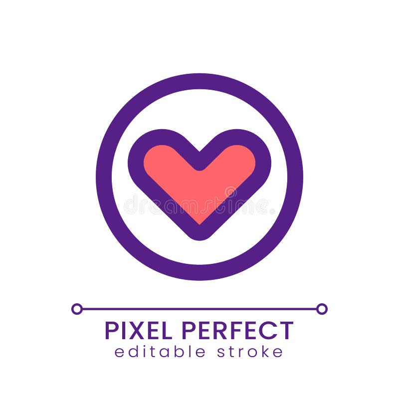 Heart pixel perfect RGB color ui icon stock illustration