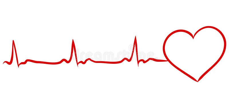 Heart pulse continuous line drawn by hand in red color. Love concept. Heartbeat cardiogram, medical background. Digital