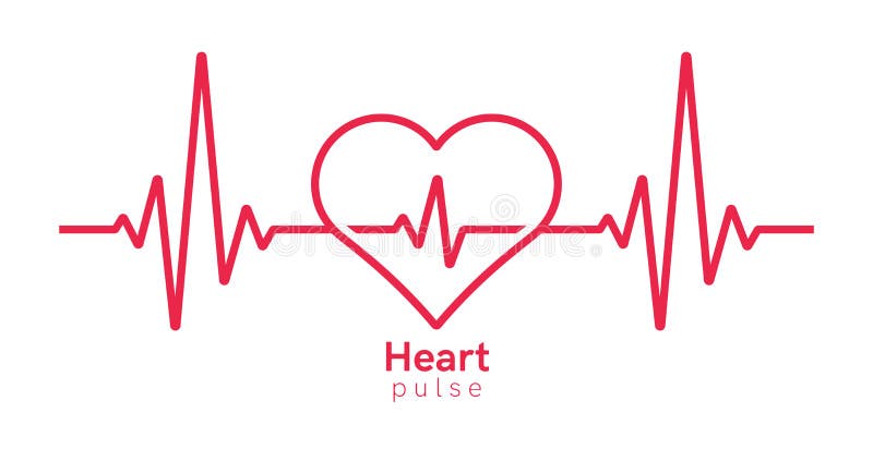 Heart Pulse. Heartbeat Line, Cardiogram. Red and White Colors ...