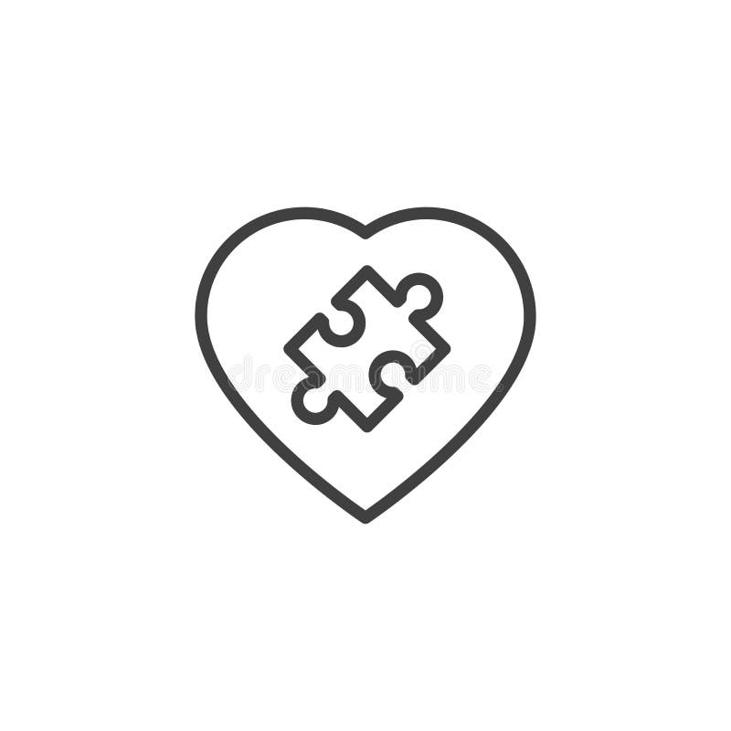 Heart Puzzle Piece Outline Stock Illustrations – 377 Heart Puzzle Piece