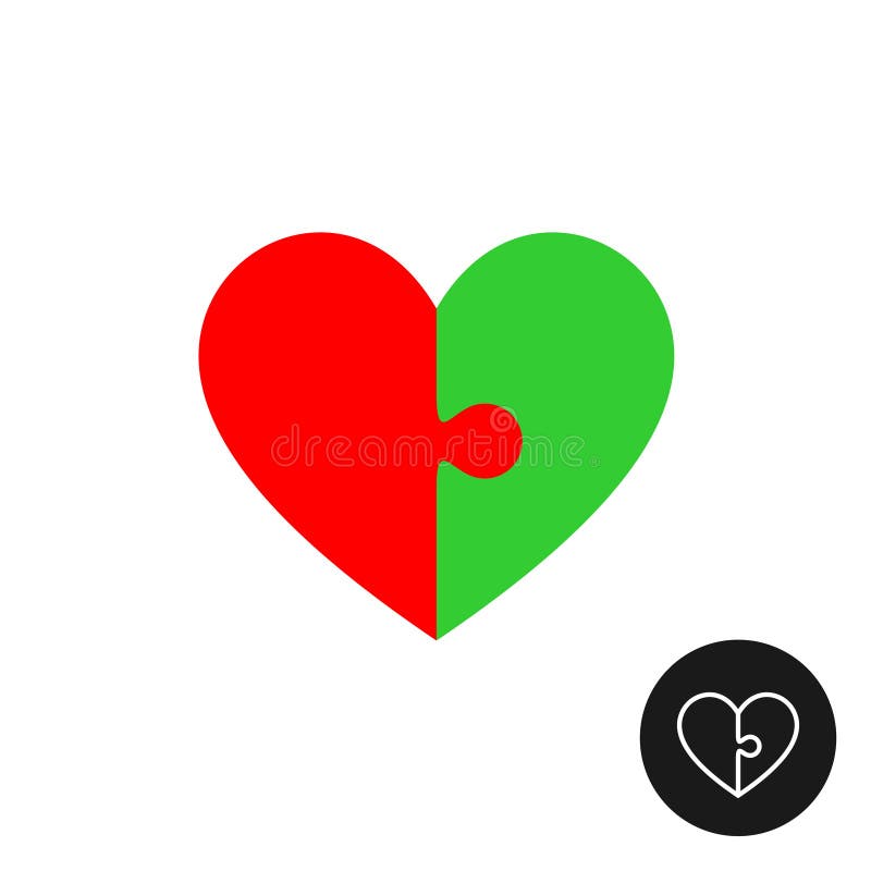 Siglă pentru puzzle cardiac cu două halate de culoare stock illustration