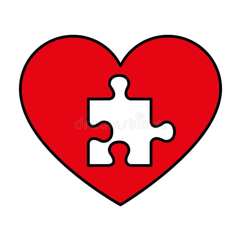 Heart with puzzle pieces stock vector. Illustration of link - 141443829
