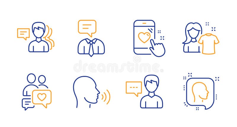 Heart rating, Human sing and Clean shirt line icons set. Dating chat, People and Support service signs. Person talk, Head symbols. Phone feedback, Talk. People set. Line heart rating icon. Vector. Heart rating, Human sing and Clean shirt line icons set. Dating chat, People and Support service signs. Person talk, Head symbols. Phone feedback, Talk. People set. Line heart rating icon. Vector