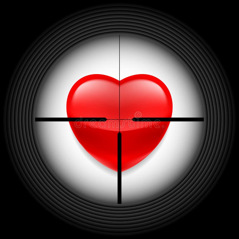 Heart in rifle sight